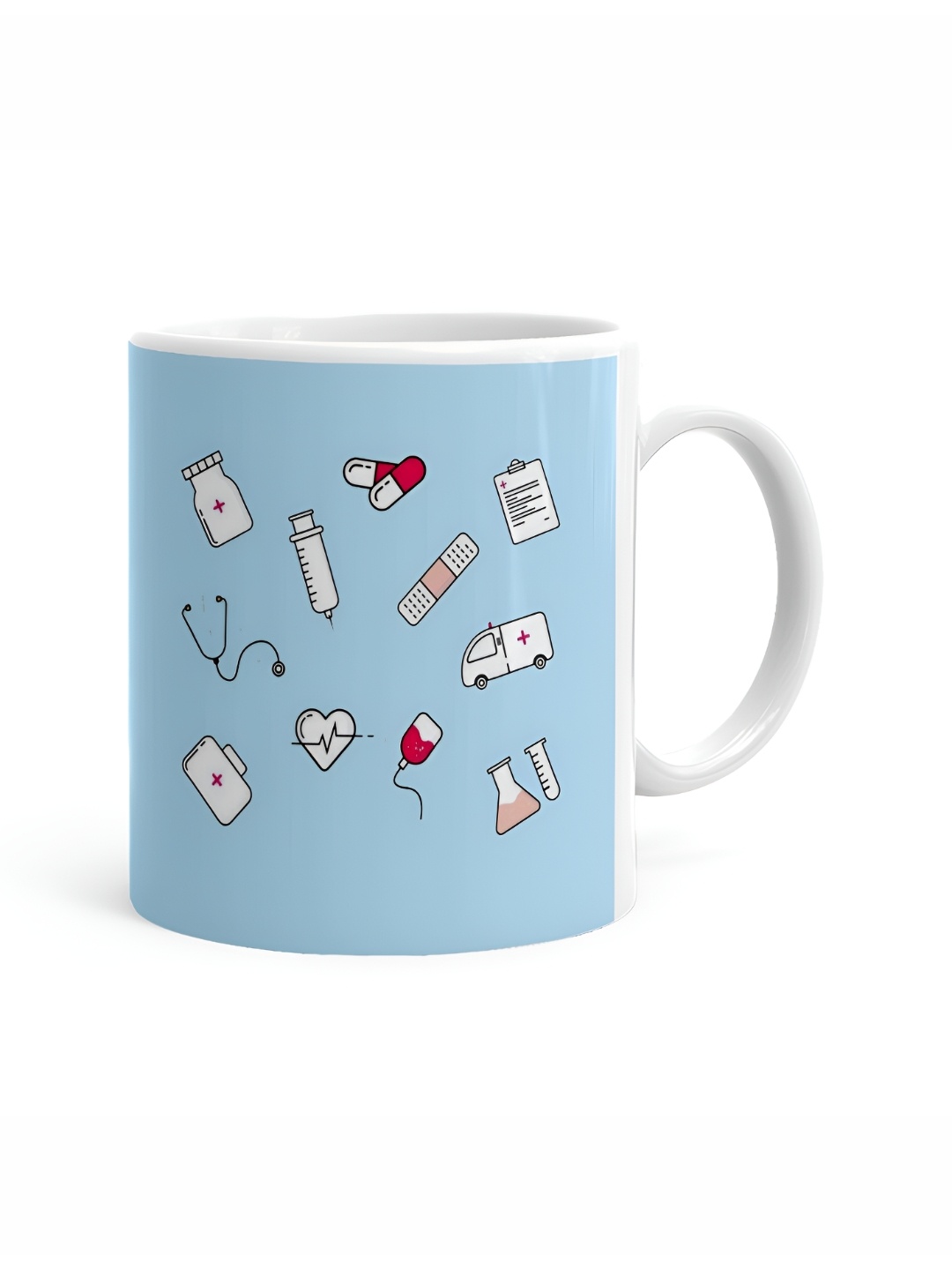 

Khakee White & Blue Printed Ceramic Glossy Mug 325 ml