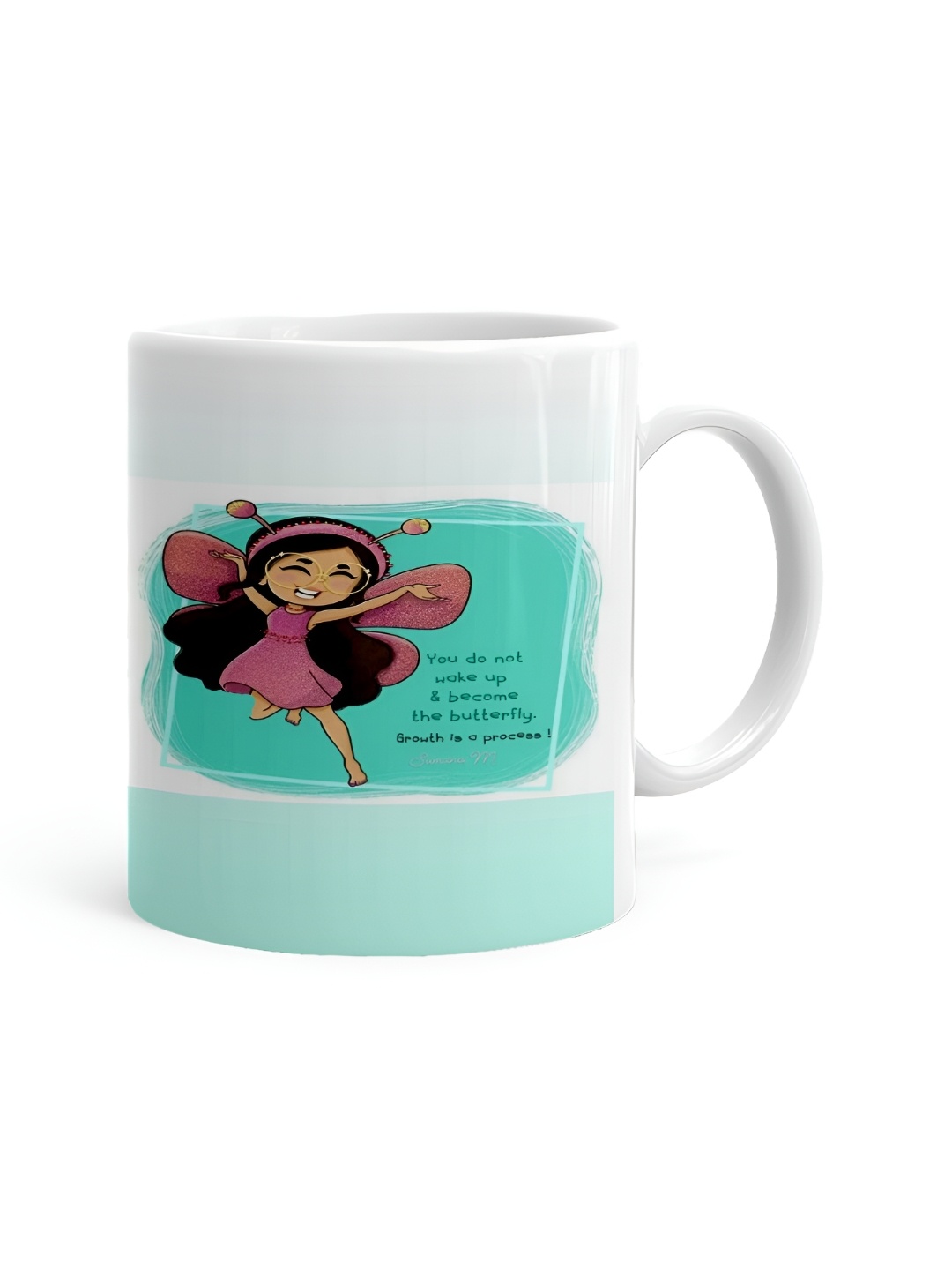 

Khakee White & Green Text or Slogans Printed Ceramic Glossy Mugs 325 ml
