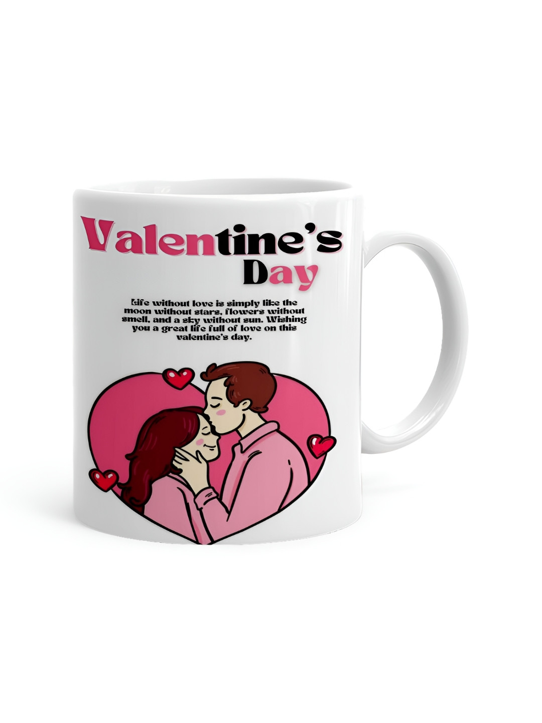 

Khakee White & Pink Printed Ceramic Glossy Mug 325 ml