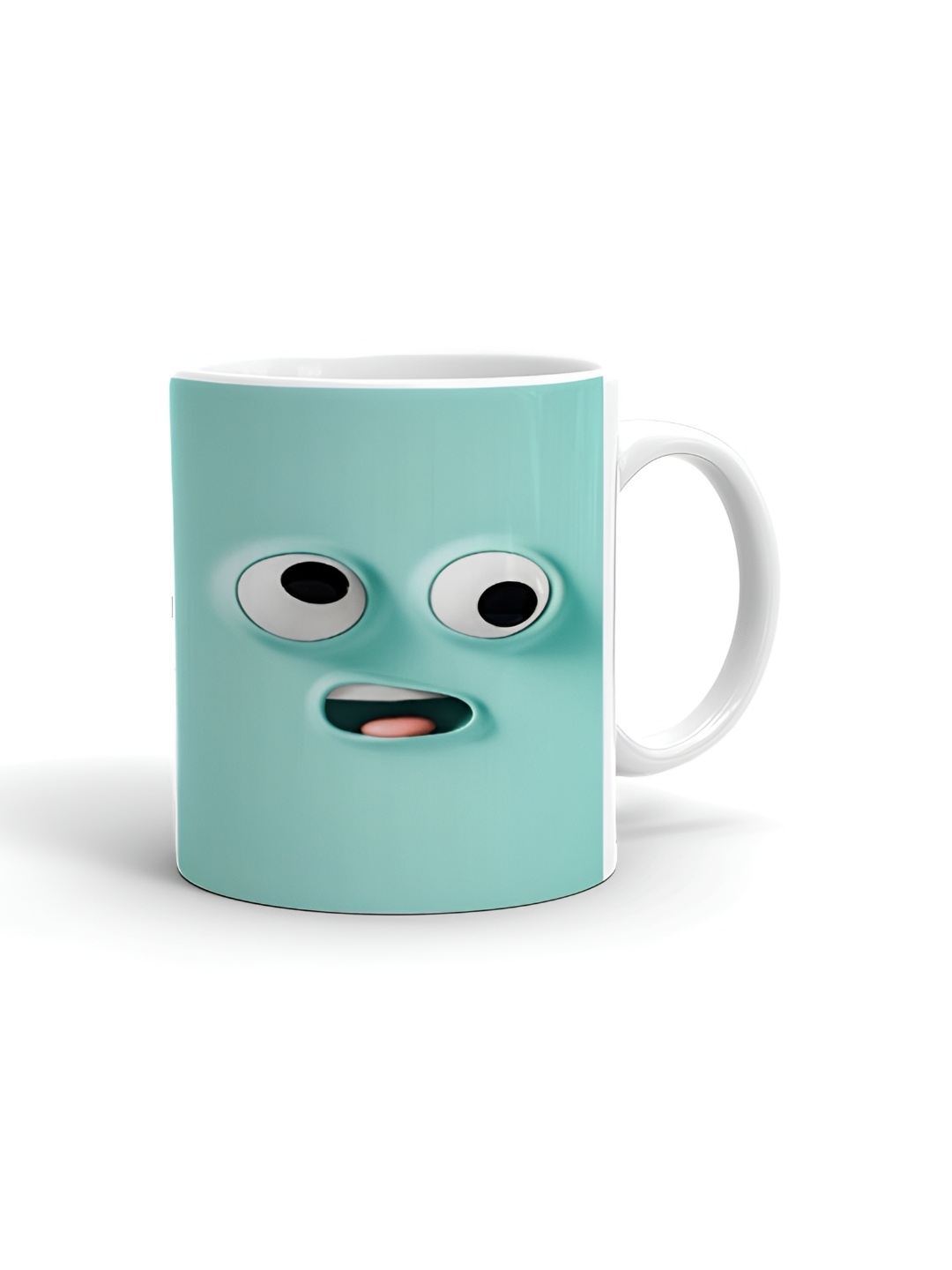 

Khakee White & Sea Green Graphic Printed Microwave Safe Ceramic Glossy Mug 325 ml