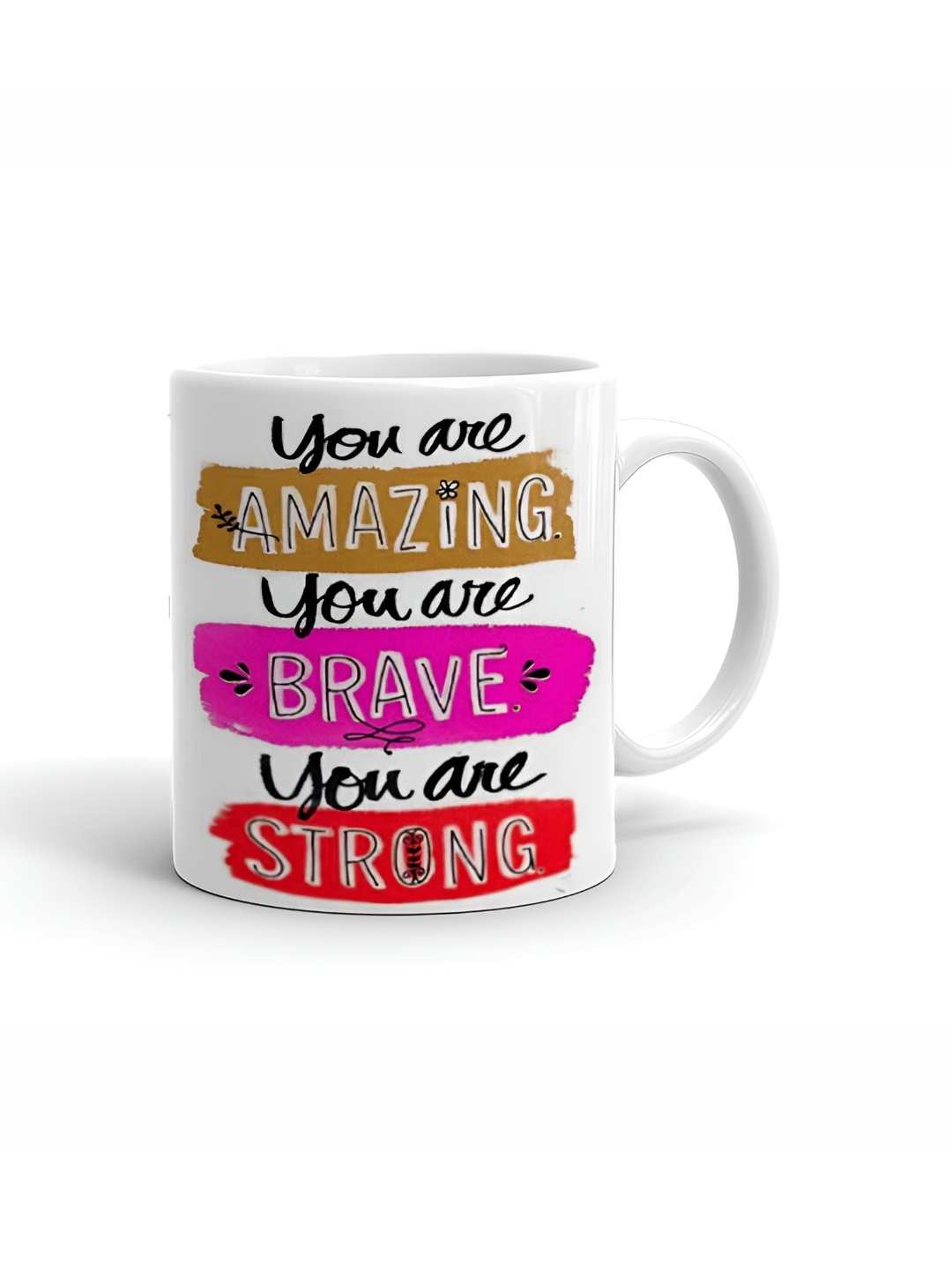 

Khakee White & Pink Printed Ceramic Glossy Mugs