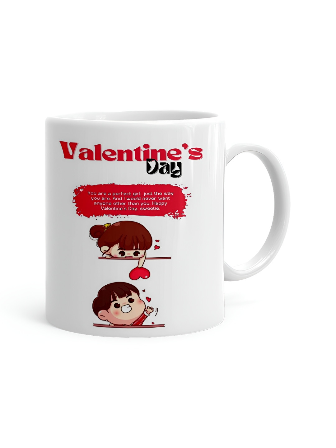 

Khakee White & Red Printed Ceramic Glossy Mug 325 ml