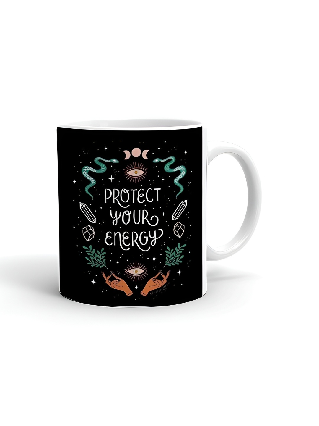 

Khakee White & Black Text or Slogans Printed Ceramic Glossy Mug 325 ml