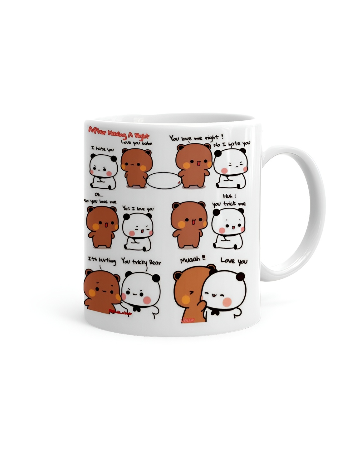 

Khakee White & Brown Printed Microwave Safe Ceramic Glossy Mug 325 ml