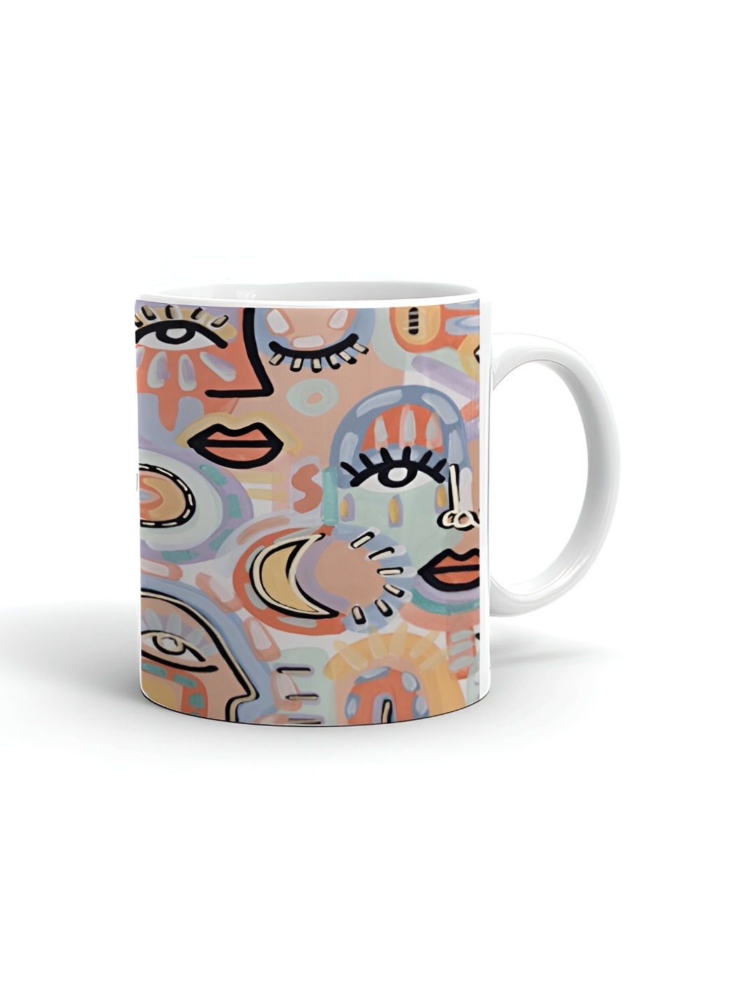 

Khakee White & Beige Graphic Printed Microwave Safe Ceramic Glossy Mug 325 ml