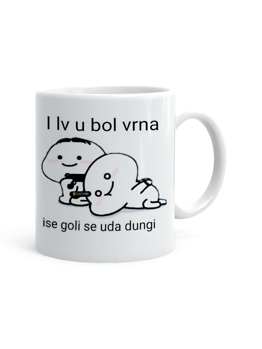 

Khakee White & Black Printed Microwave Safe Ceramic Glossy Mug 325 ml