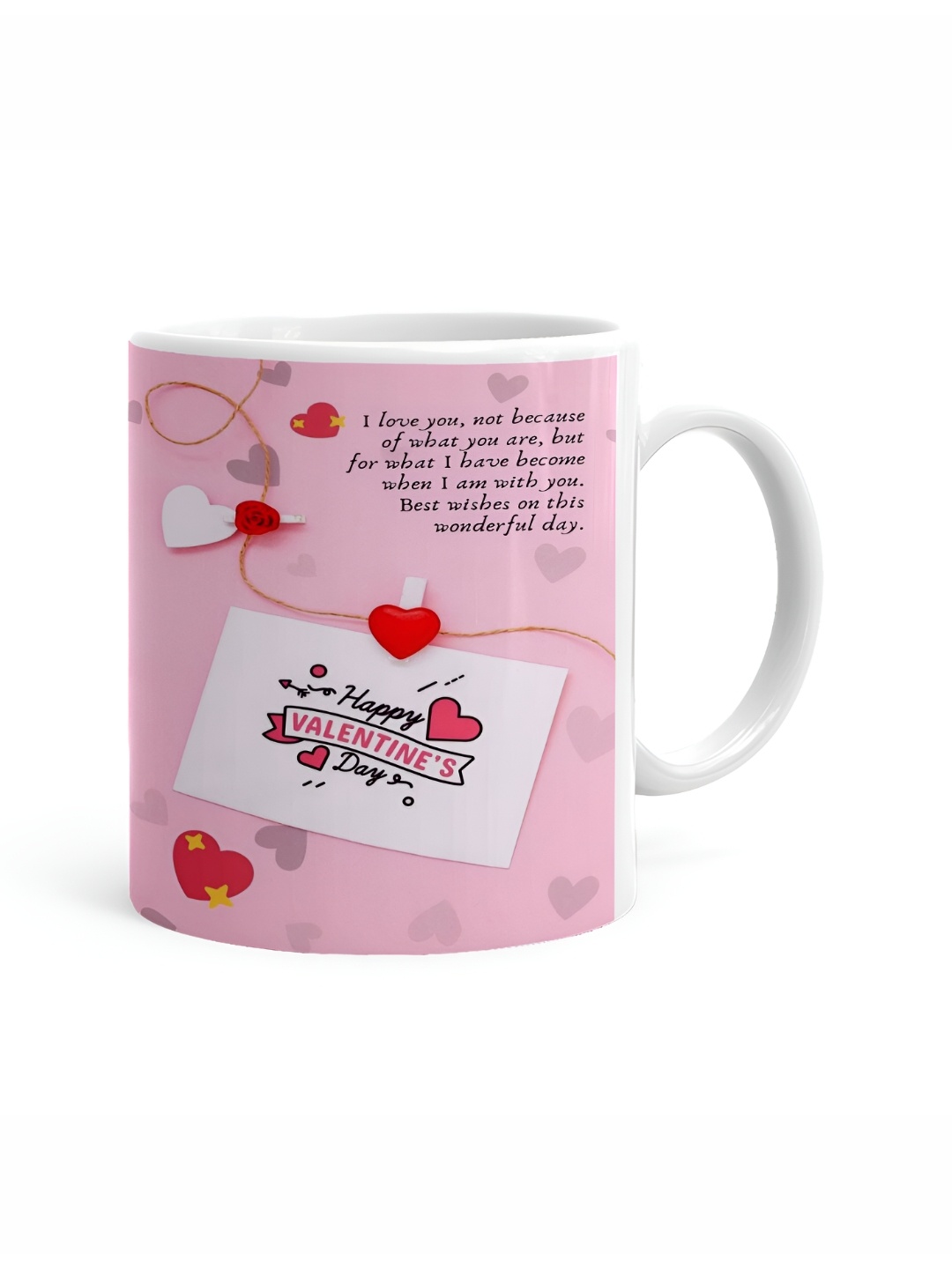 

Khakee White & Pink Typography Printed Ceramic Glossy Mug 325 ml