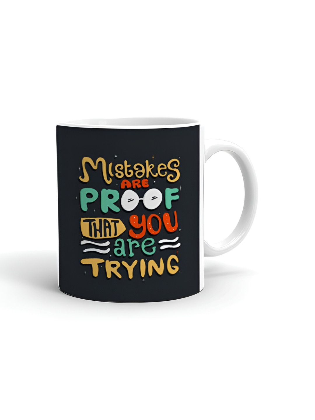 

Khakee White & Black Text or Slogans Printed Glossy Microwave Safe Mugs 325ml