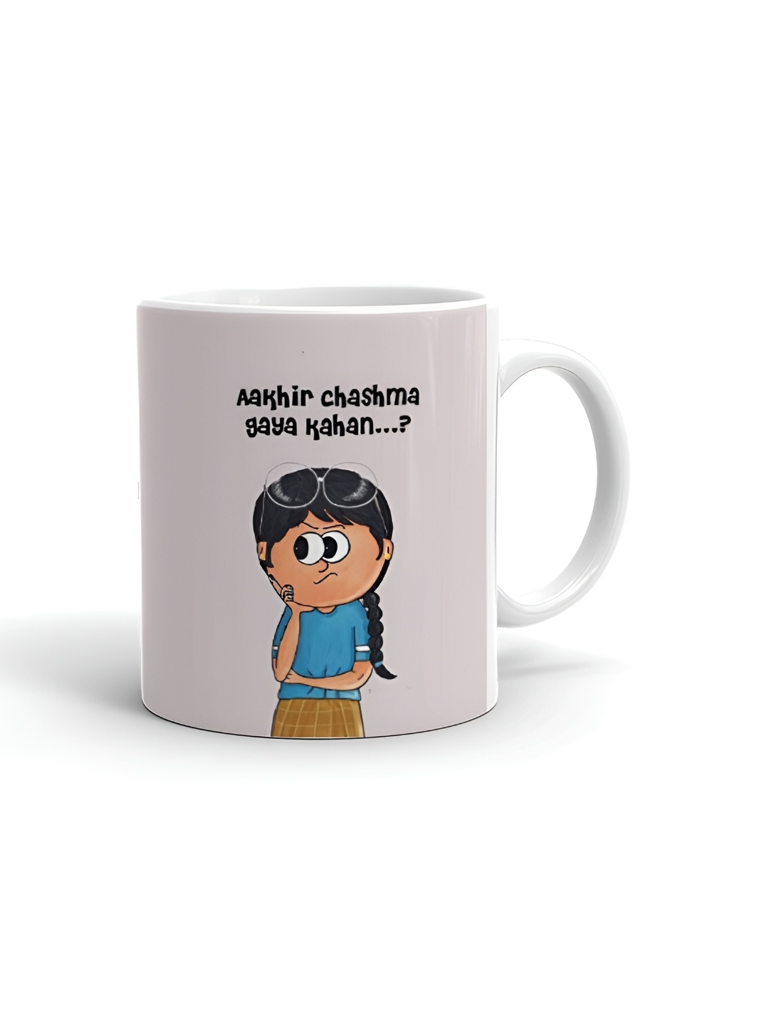 

Khakee White & Black Printed Ceramic Glossy Mug 325 ML