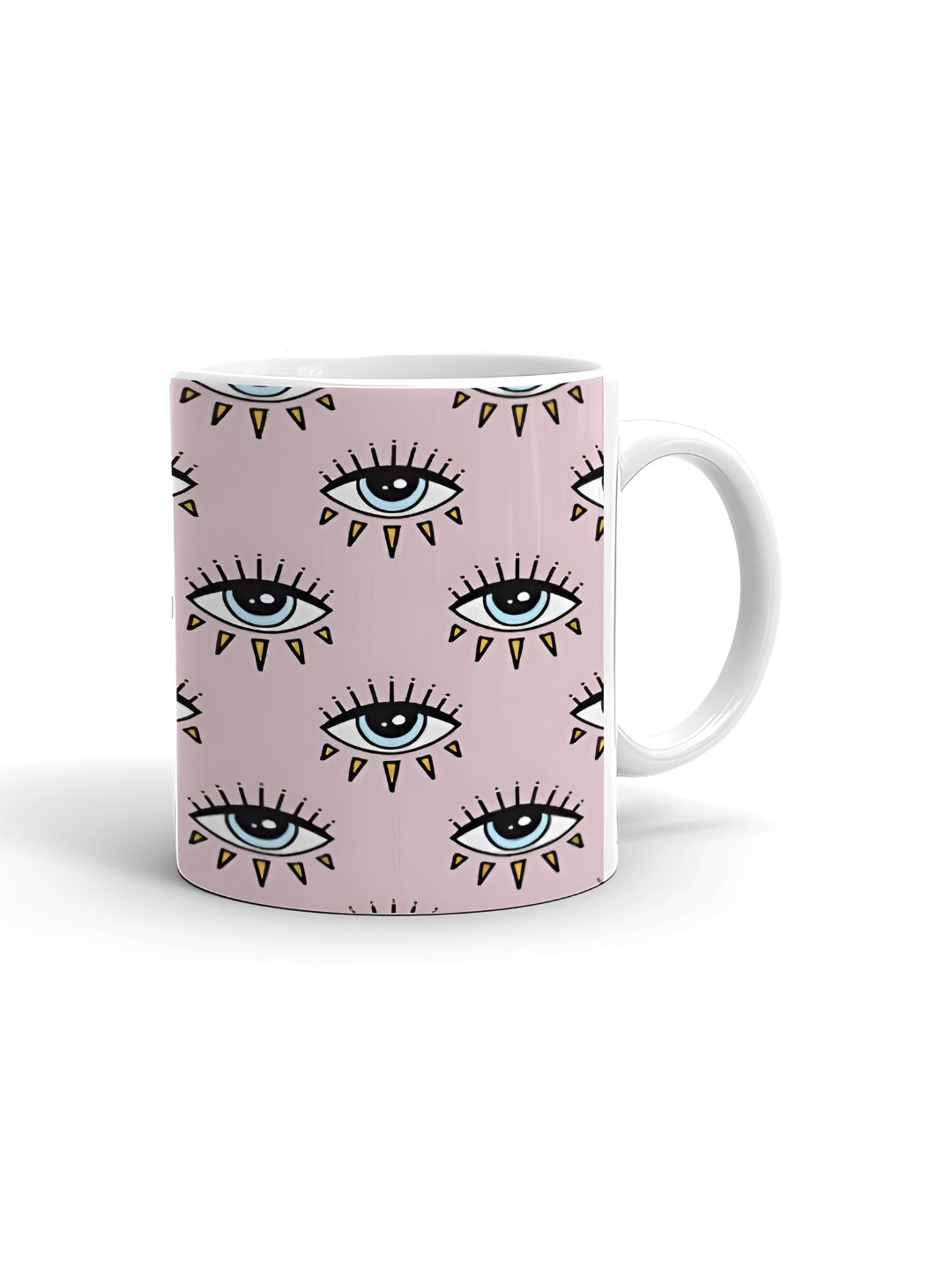 

Khakee White & Pink Printed Ceramic Microwave Safe Glossy Mug 325 ml