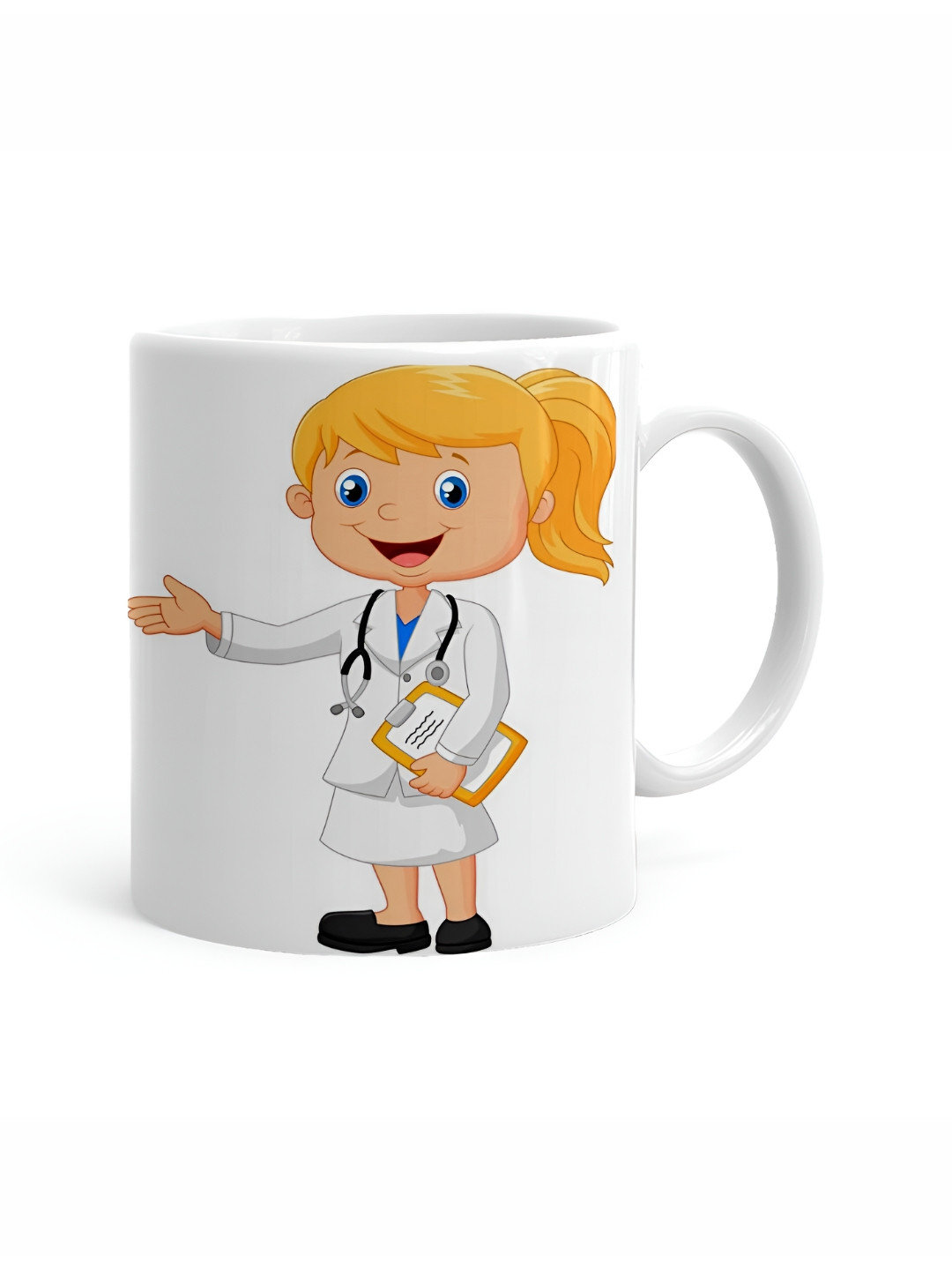 

Khakee White & Orange Printed Ceramic Glossy Mugs