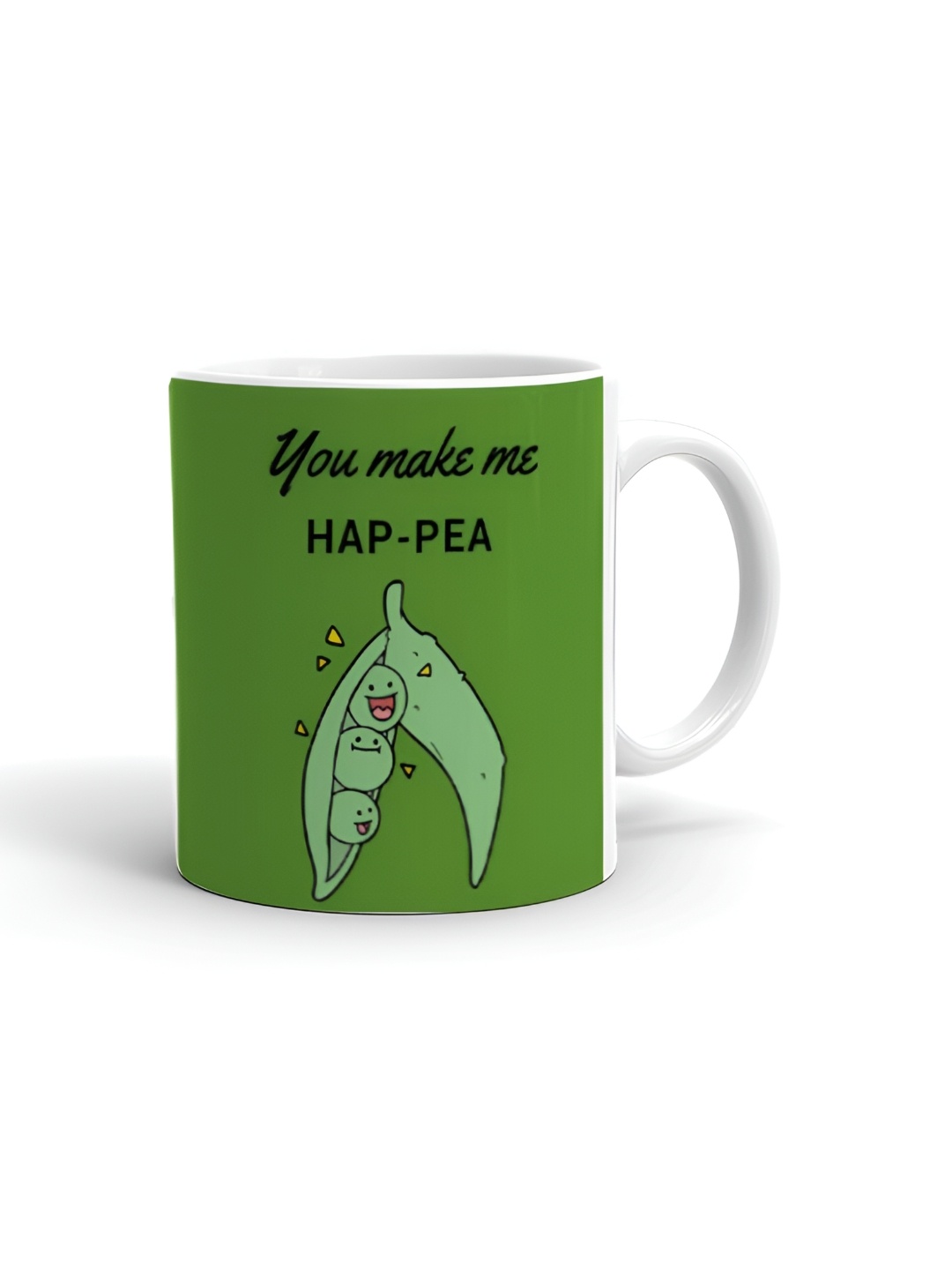 

Khakee White & Green Printed Microwave Safe Ceramic Glossy Mug 325 ml