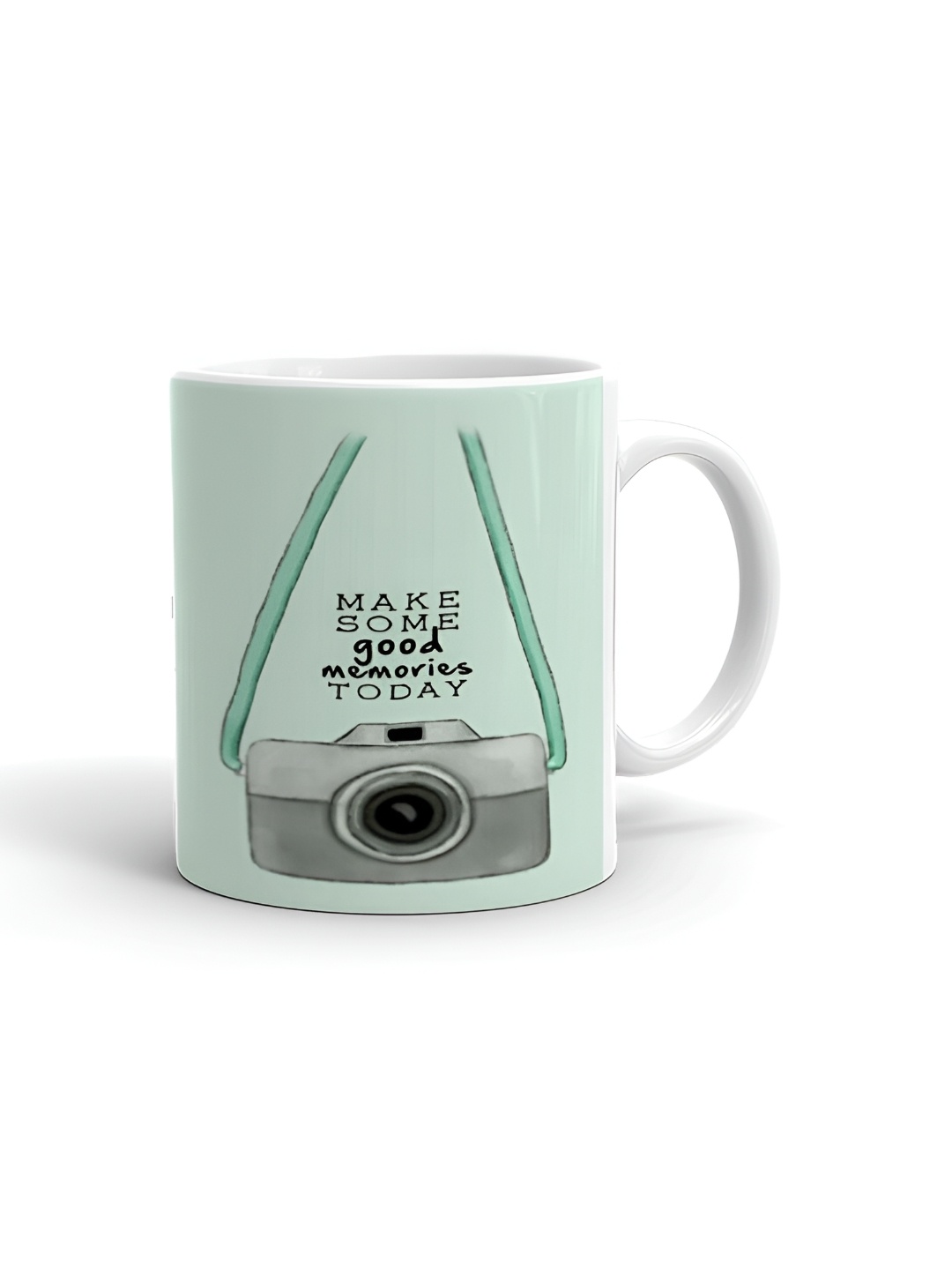 

Khakee White & Green Text or Slogans Printed Microwave Safe Ceramic Glossy Mug 325 ml