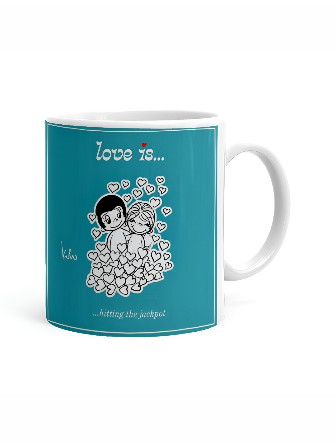 

Khakee White & Blue Text or Slogans Printed Ceramic Glossy Mug 325 ml