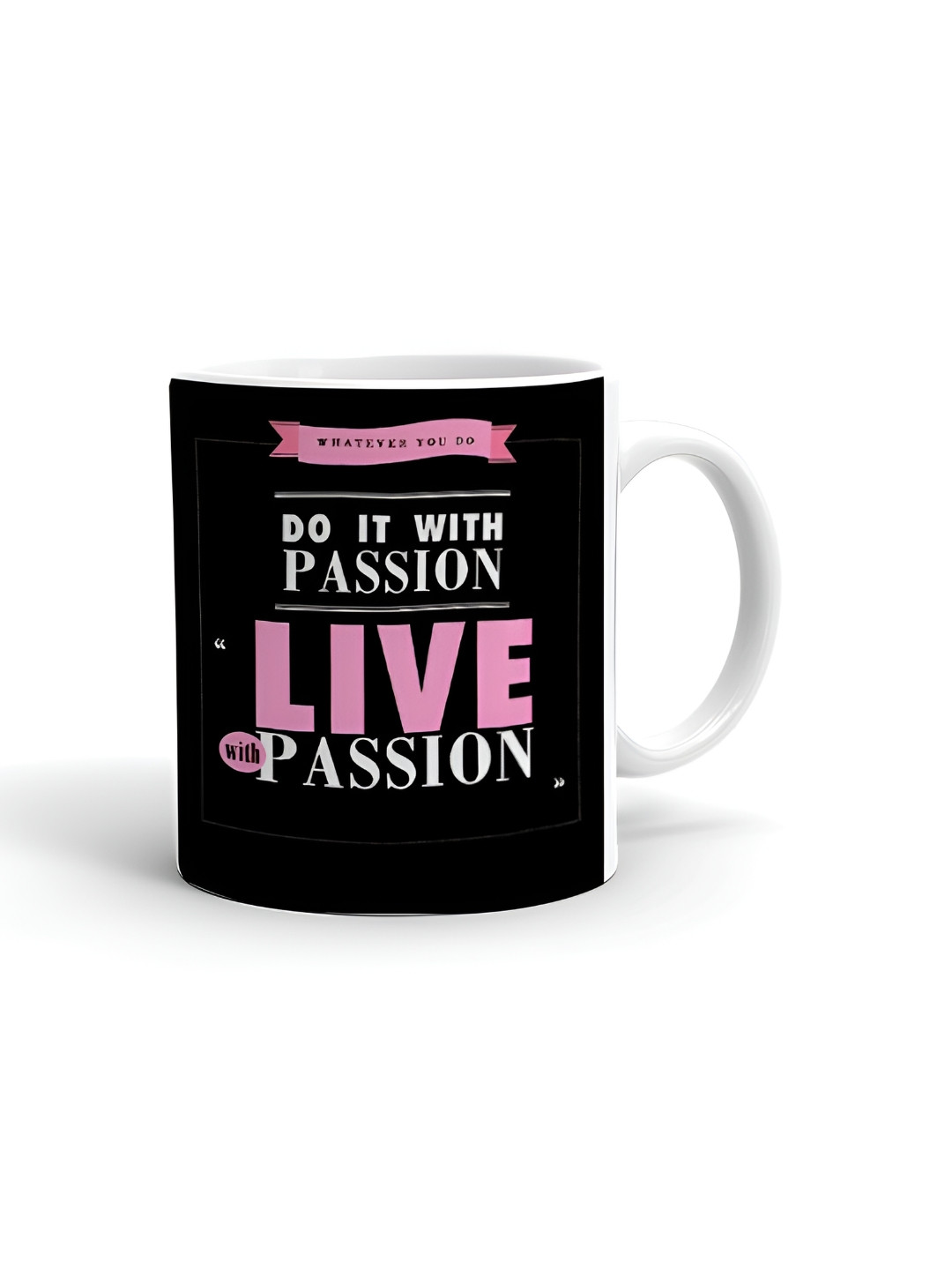 

Khakee White & Black Text or Slogans Printed Ceramic Glossy Mugs 325 ml