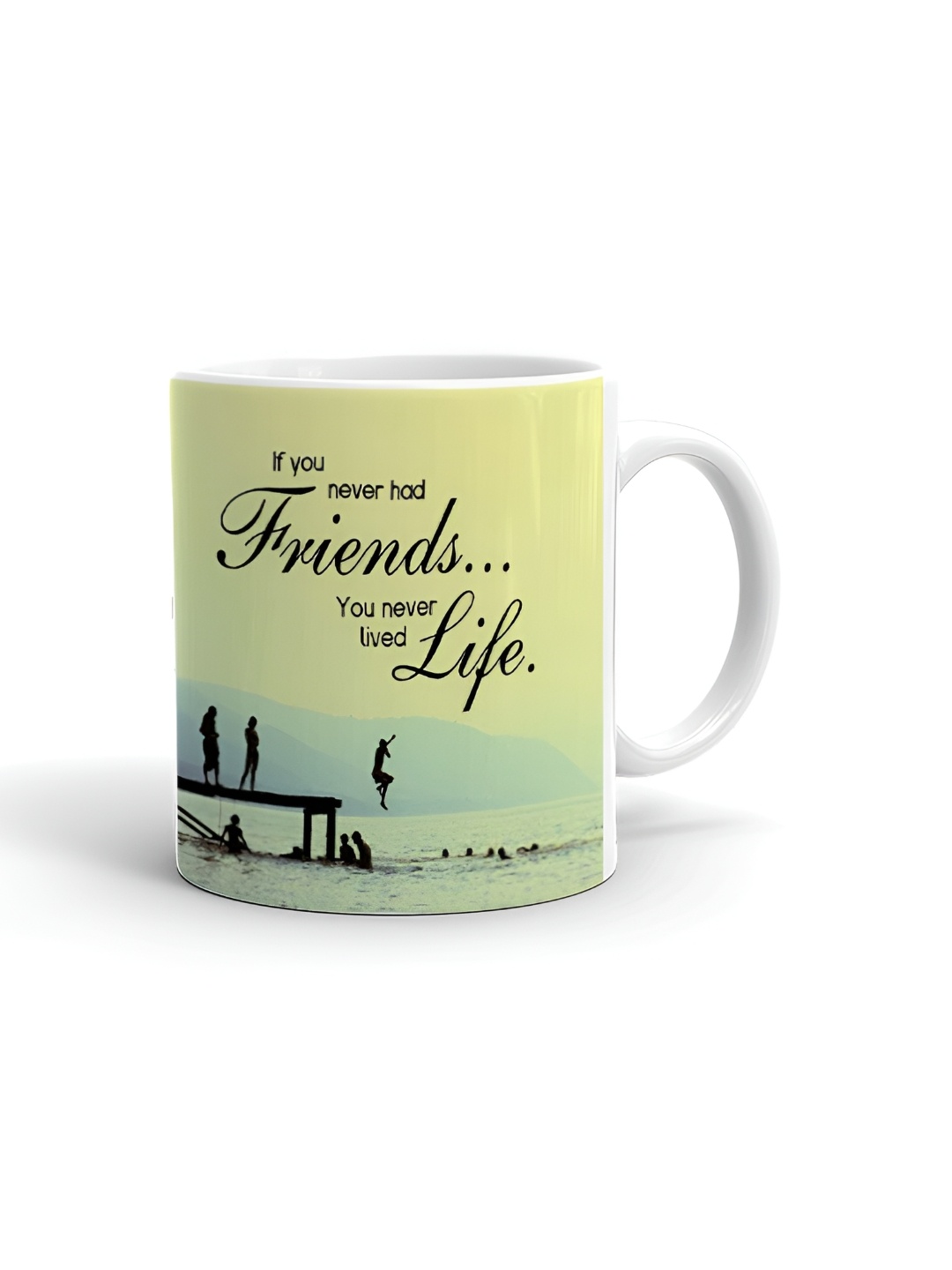 

Khakee White & Yellow Text or Slogans Printed Ceramic Glossy Mug 325 ml