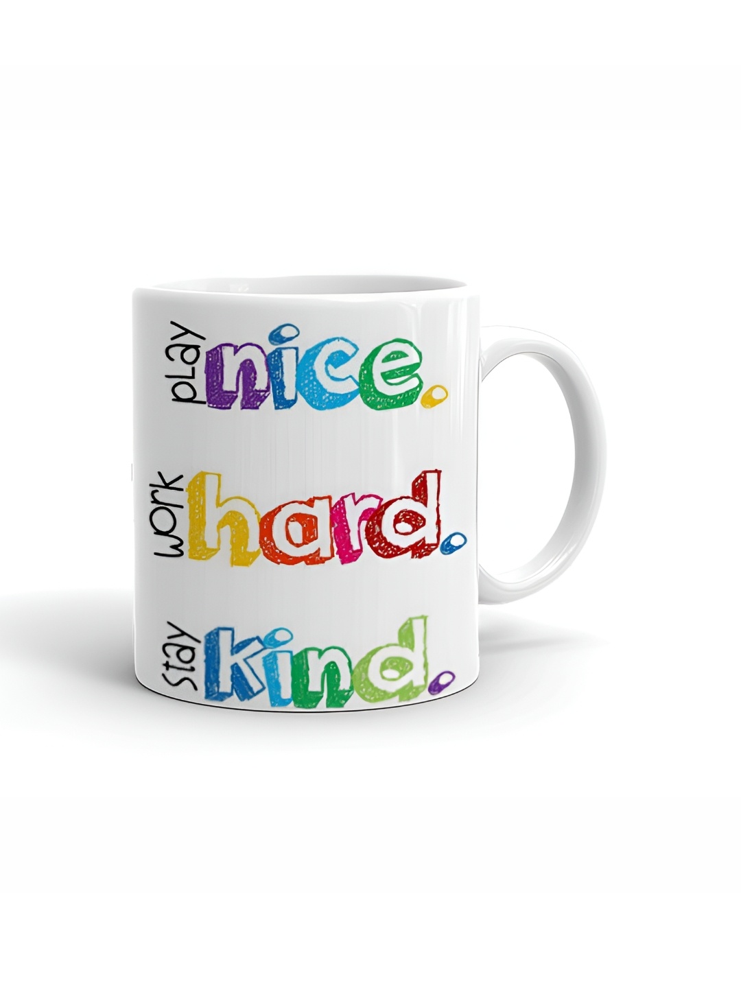 

Khakee White & Green Text or Slogans Printed Ceramic Microwave Safe Glossy Mug 325 ml