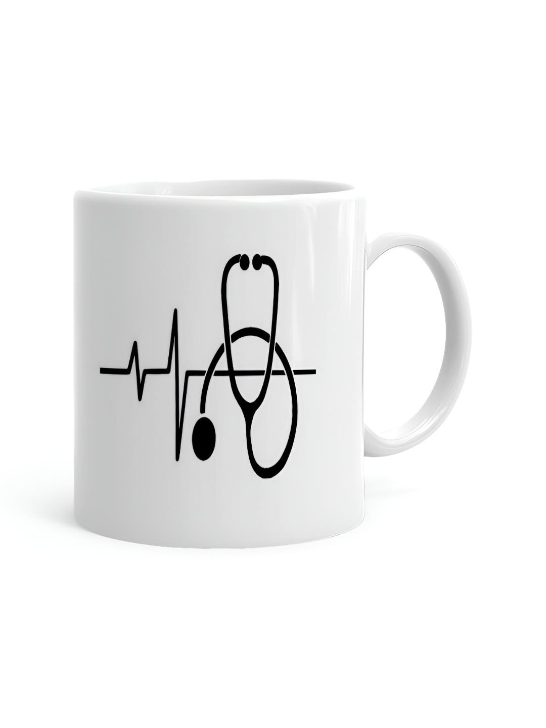 

Khakee White & Black Printed Ceramic Glossy Mugs 325 ml