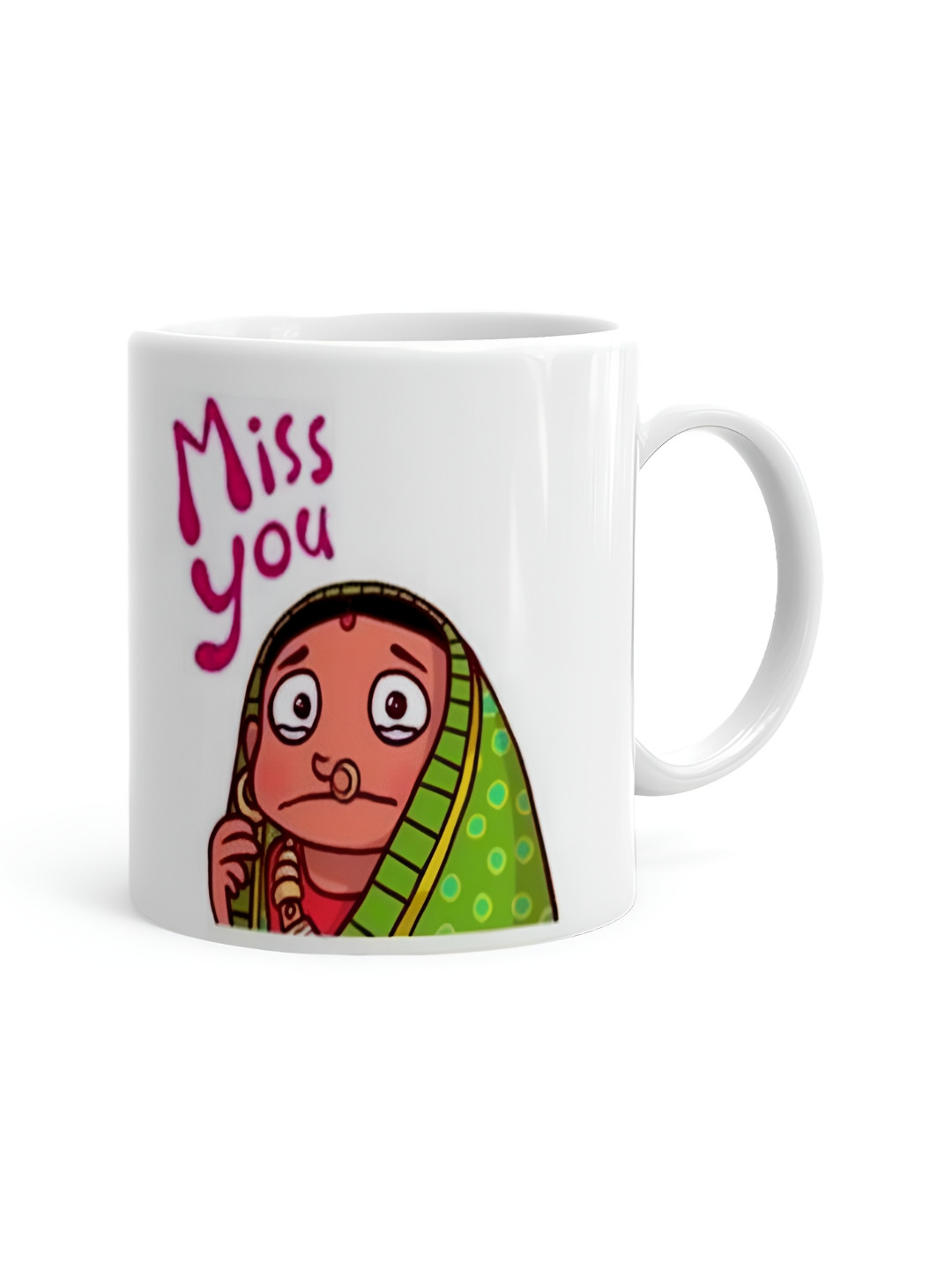 

Khakee White & Green Printed Ceramic Glossy Mugs 325 ml