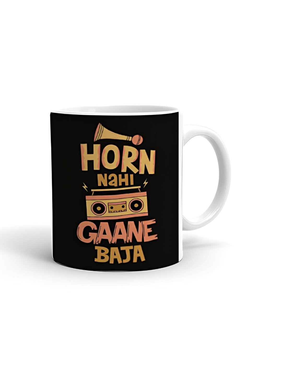 

Khakee White & Yellow Text or Slogans Printed Ceramic Glossy Mug 325 ML