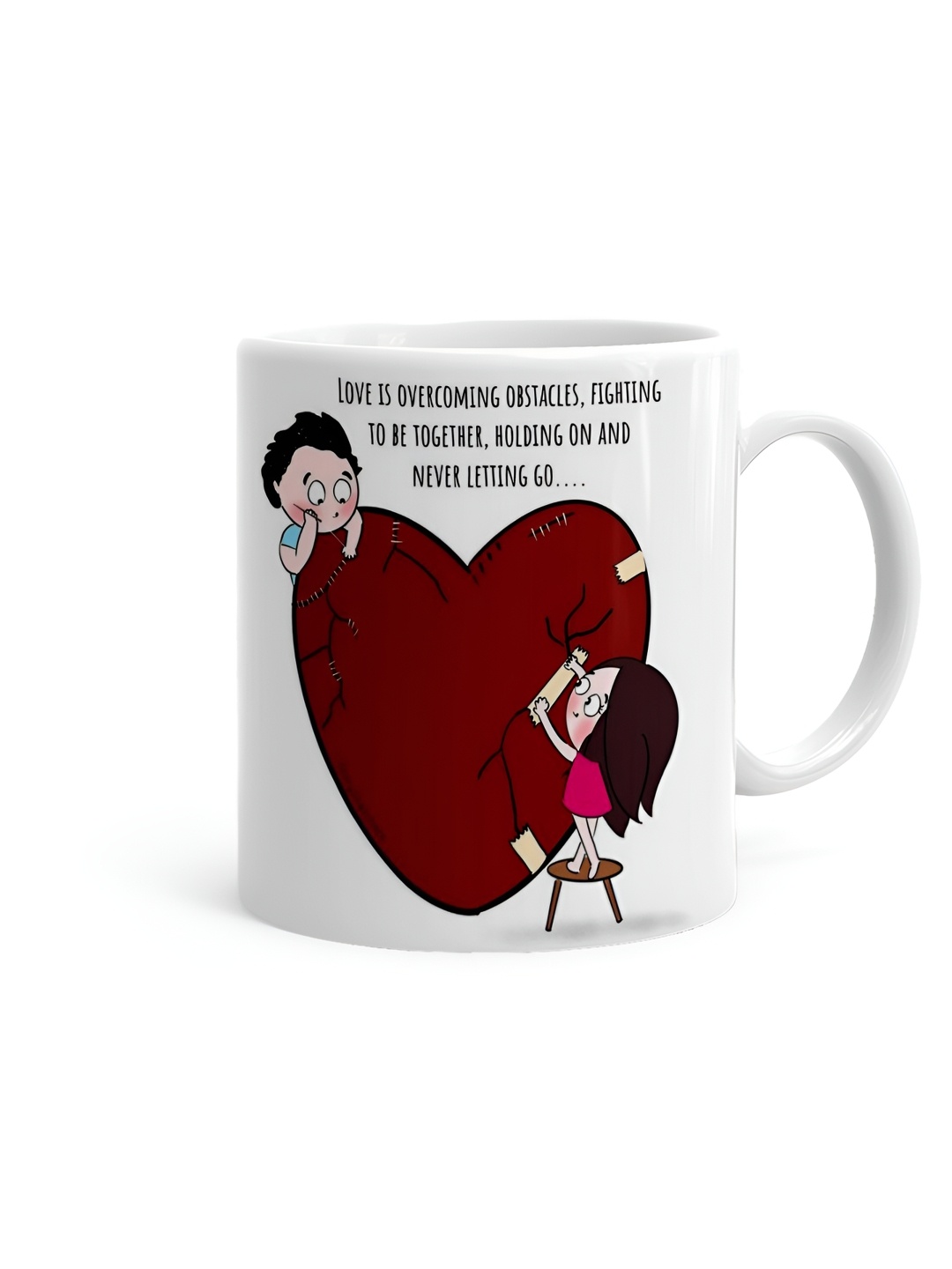 

Khakee White & Maroon Text or Slogans Printed Ceramic Glossy Mugs 325 ml