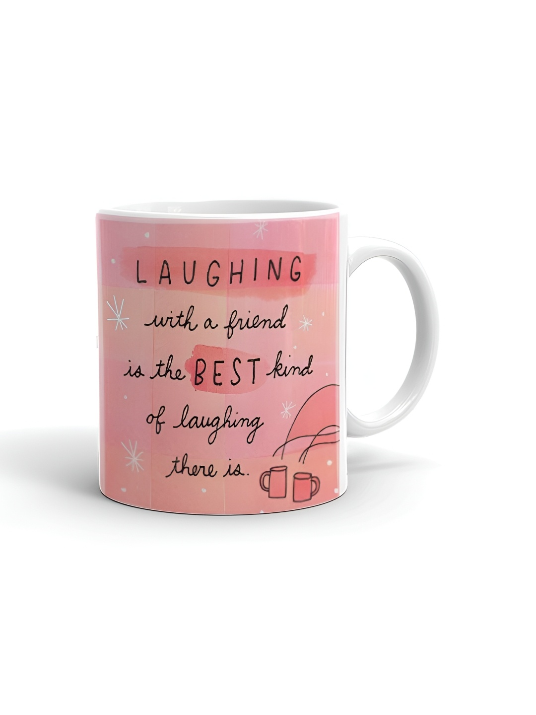 

Khakee White & Peach-Coloured Text or Slogans Printed Ceramic Glossy Mug