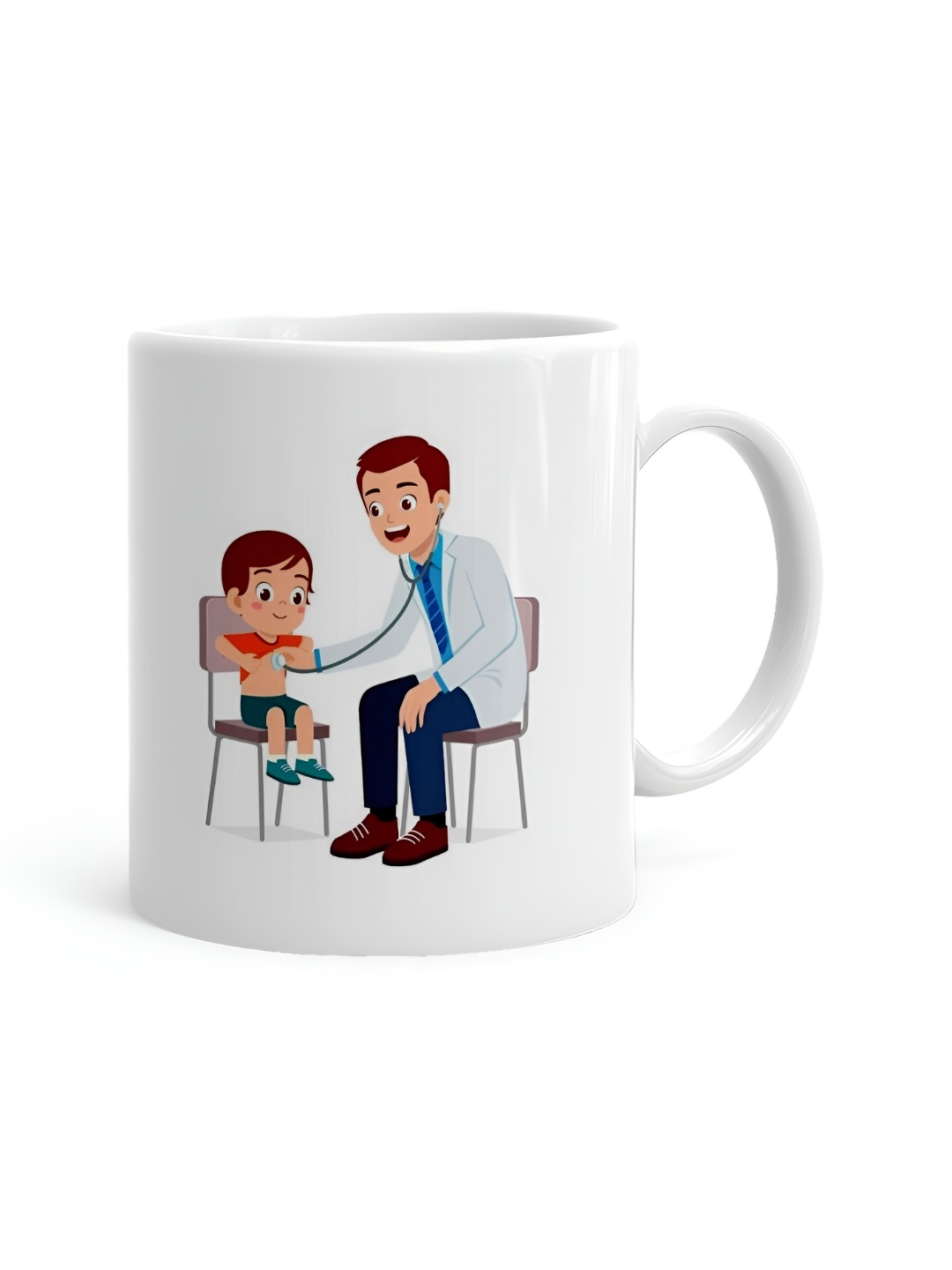 

Khakee White & Blue Printed Ceramic Glossy Mugs