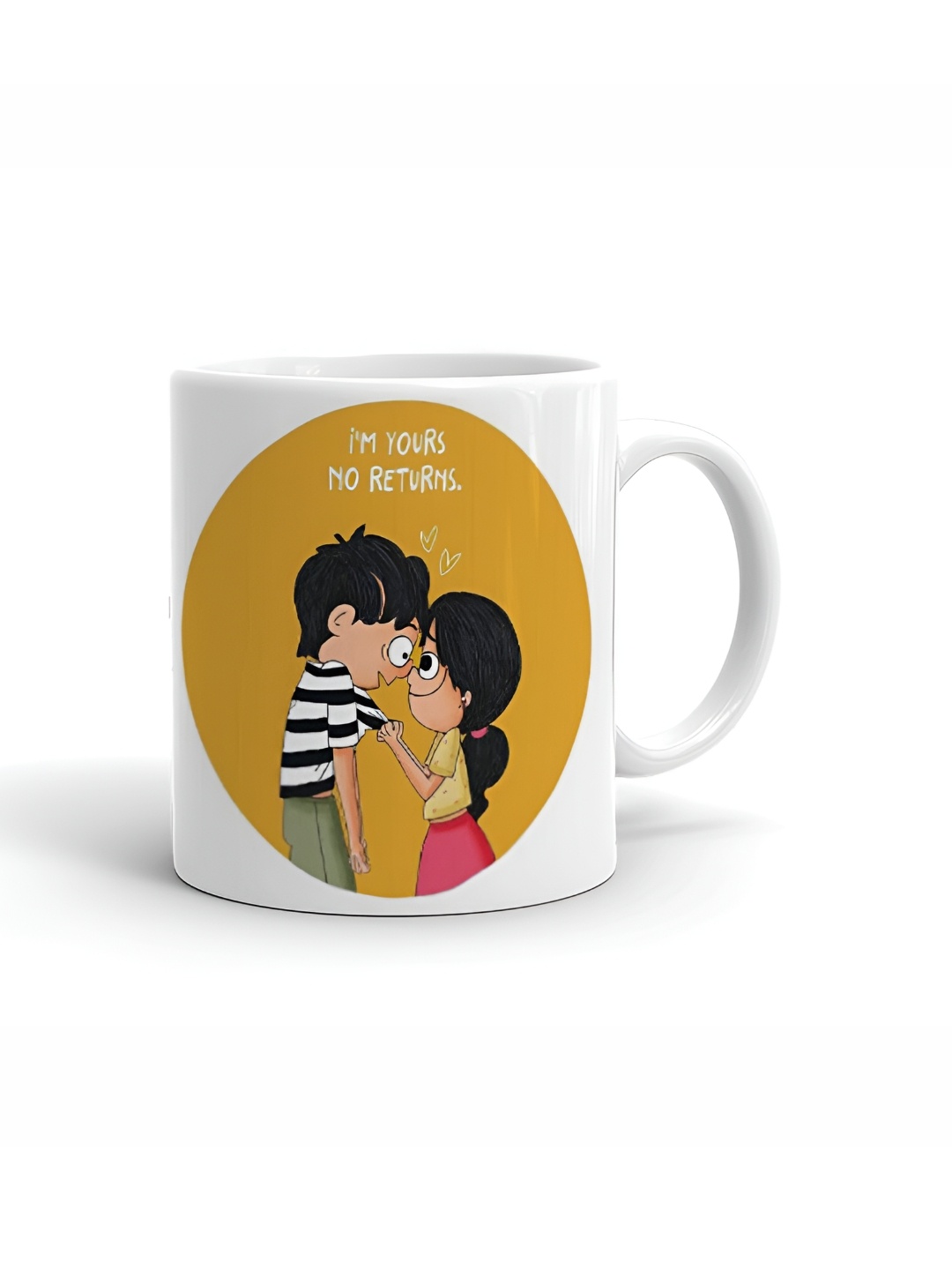 

Khakee White & Yellow Printed Ceramic Glossy Mug 325 ml