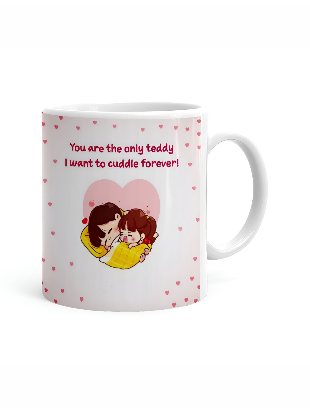 

Khakee White & Pink Printed Ceramic Glossy Mugs