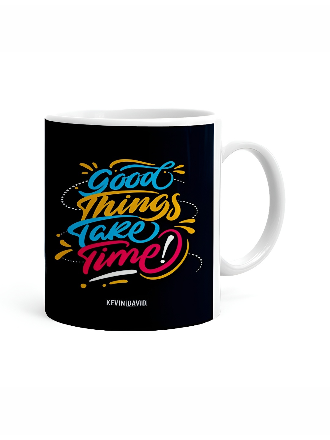 

Khakee White & Blue Text or Slogans Printed Ceramic Glossy Mugs 325 ml