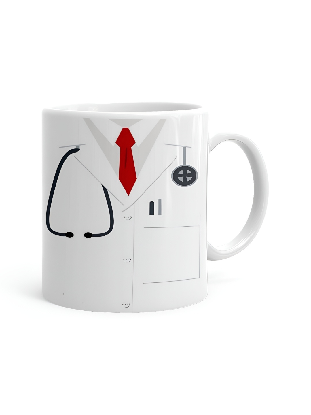 

Khakee White & Red Printed Microwave Safe Ceramic Glossy Mug 325 ml