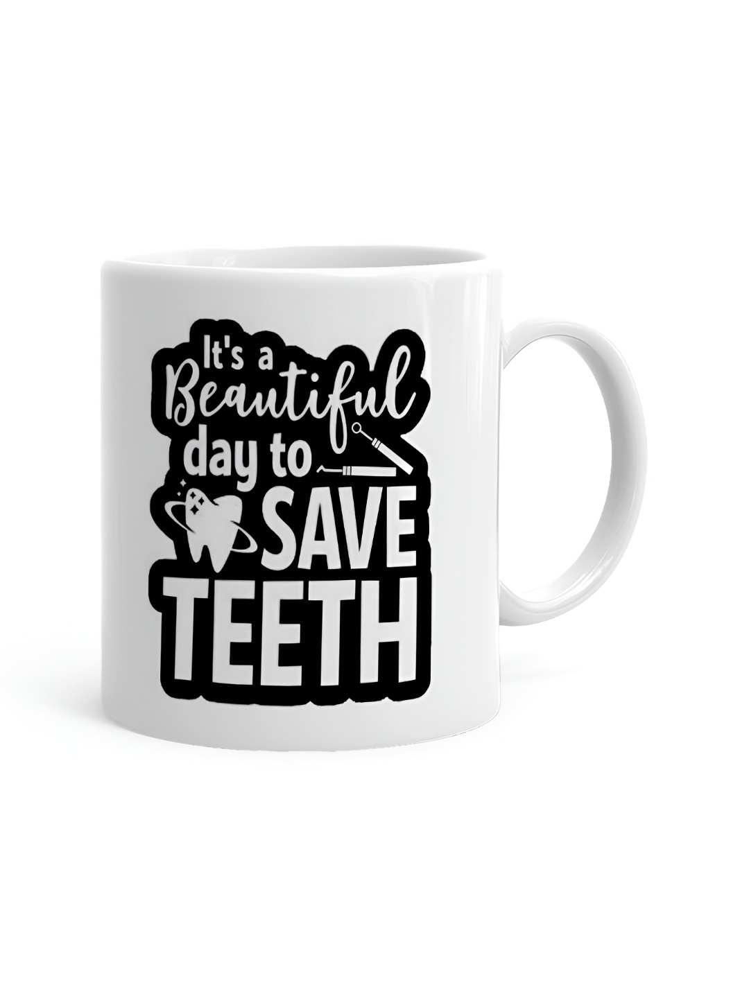

Khakee White & Black Text or Slogans Printed Ceramic Glossy Mugs 325 ml
