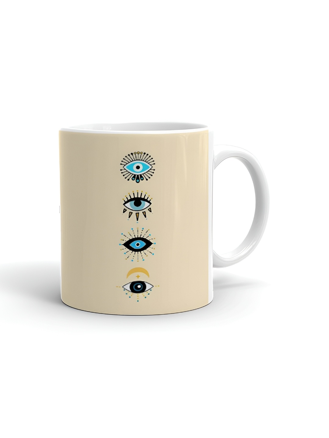 

Khakee White & Cream Graphic Printed Microwave Safe Ceramic Glossy Mug 325 ml
