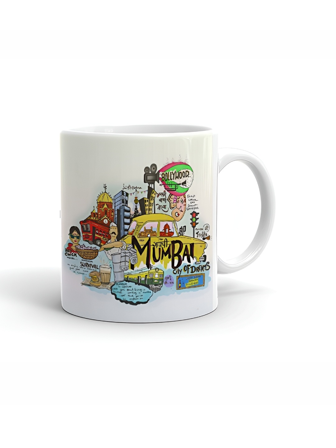 

Khakee White & Yellow Text or Slogans Printed Ceramic Glossy Mugs 325 ml