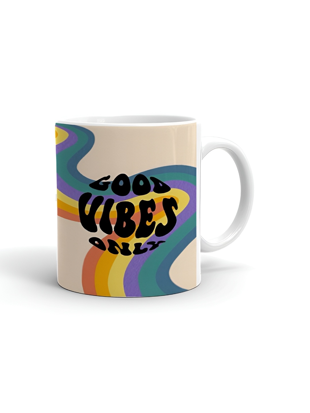 

Khakee White & Yellow Typography Printed Microwave Safe Ceramic Glossy Mug 325 ml