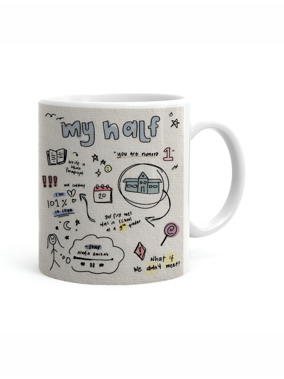 

Khakee White & Black Printed Ceramic Glossy Mugs 325 ml