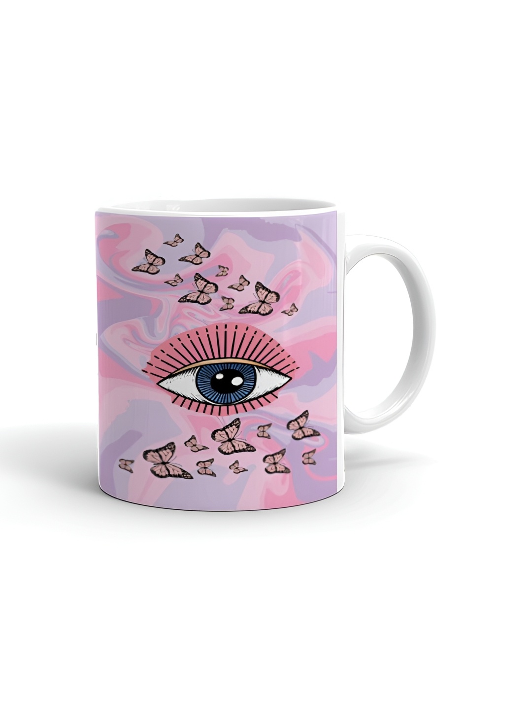 

Khakee White & Pink Printed Microwave Safe Ceramic Glossy Mug 325 ml