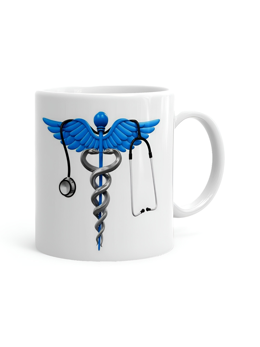 

Khakee White & Blue Printed Ceramic Glossy Mug 325 ml