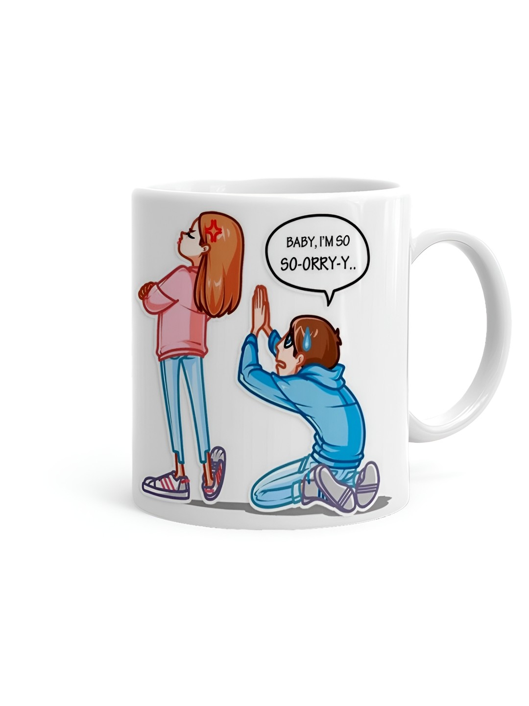 

Khakee White & Blue Text or Slogans Printed Ceramic Glossy Mug 325 ml