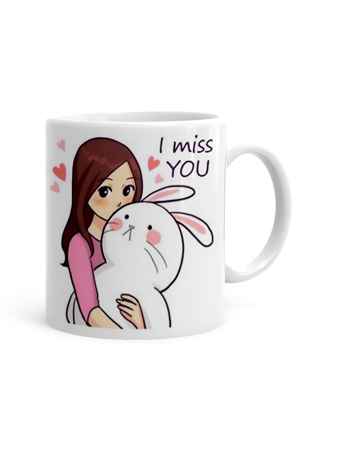 

Khakee White & Pink Printed Microwave Safe Ceramic Glossy Mug 325 ml