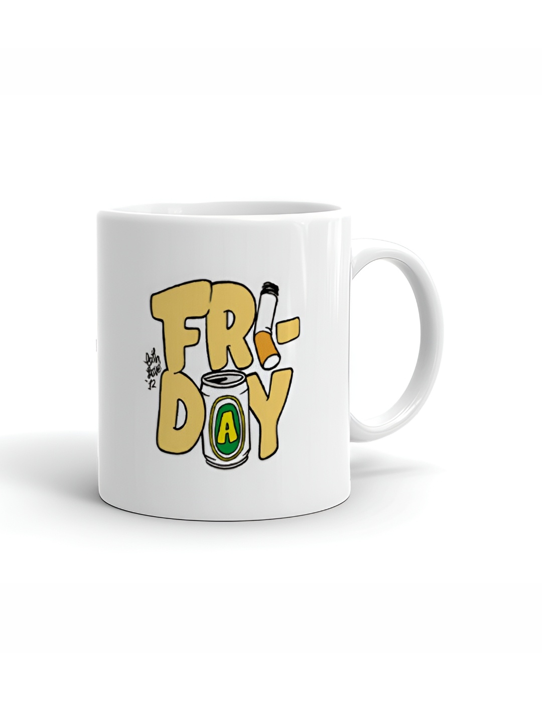 

Khakee White & Yellow Printed Ceramic Glossy Mugs 325 ml