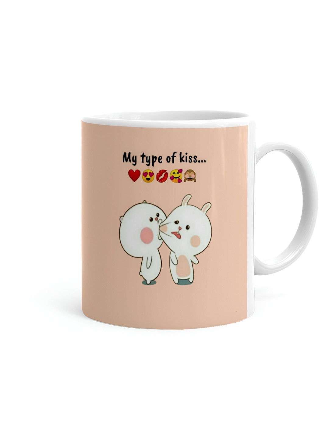 

Khakee White & Peach Printed Ceramic Glossy Microwave Safe Mug 325ml