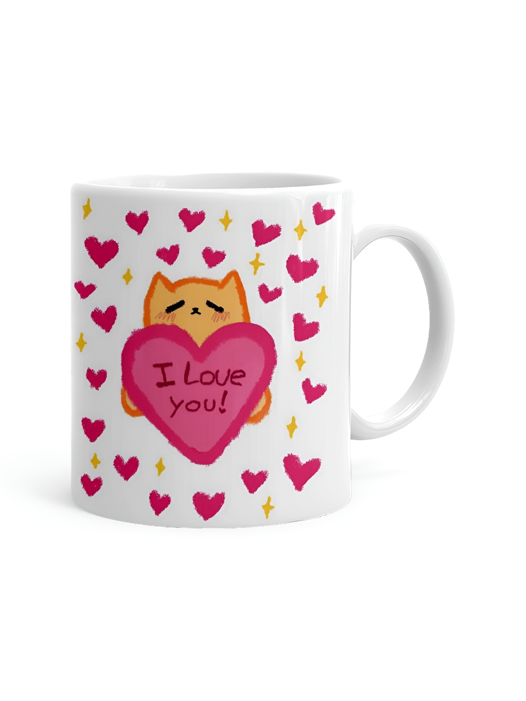 

Khakee White & Pink Text or Slogans Printed Ceramic Glossy Mug 325 ML