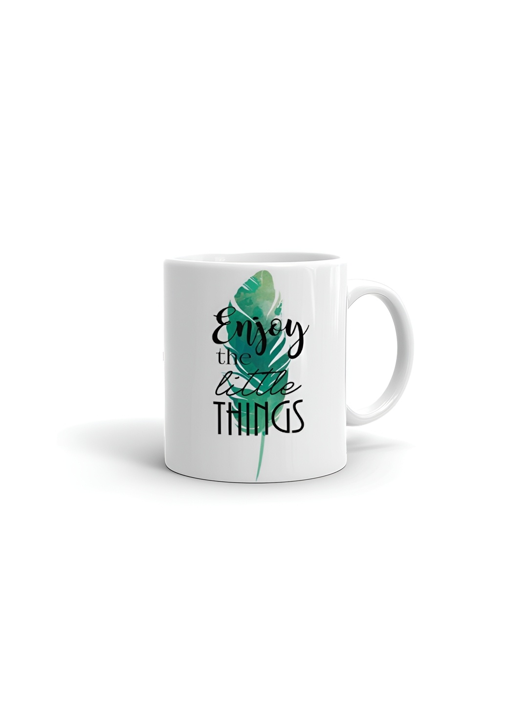 

Khakee White & Green Printed Ceramic Glossy Mugs 325 ml
