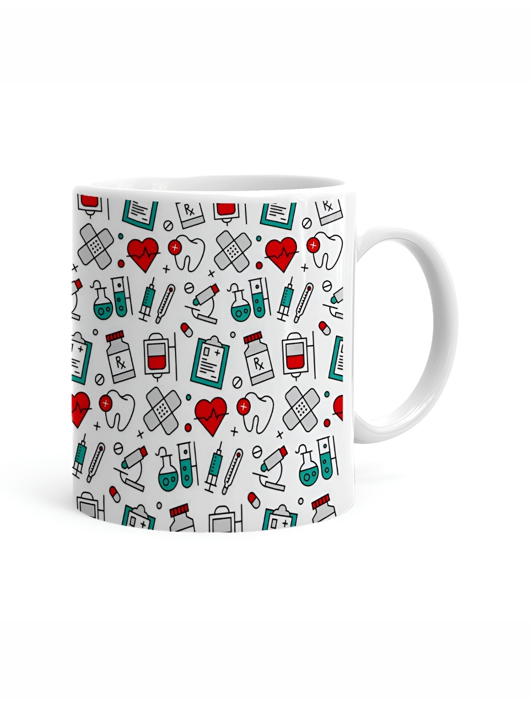 

Khakee White & Green Graphic Printed Microwave Safe Ceramic Glossy Mug 325 ml