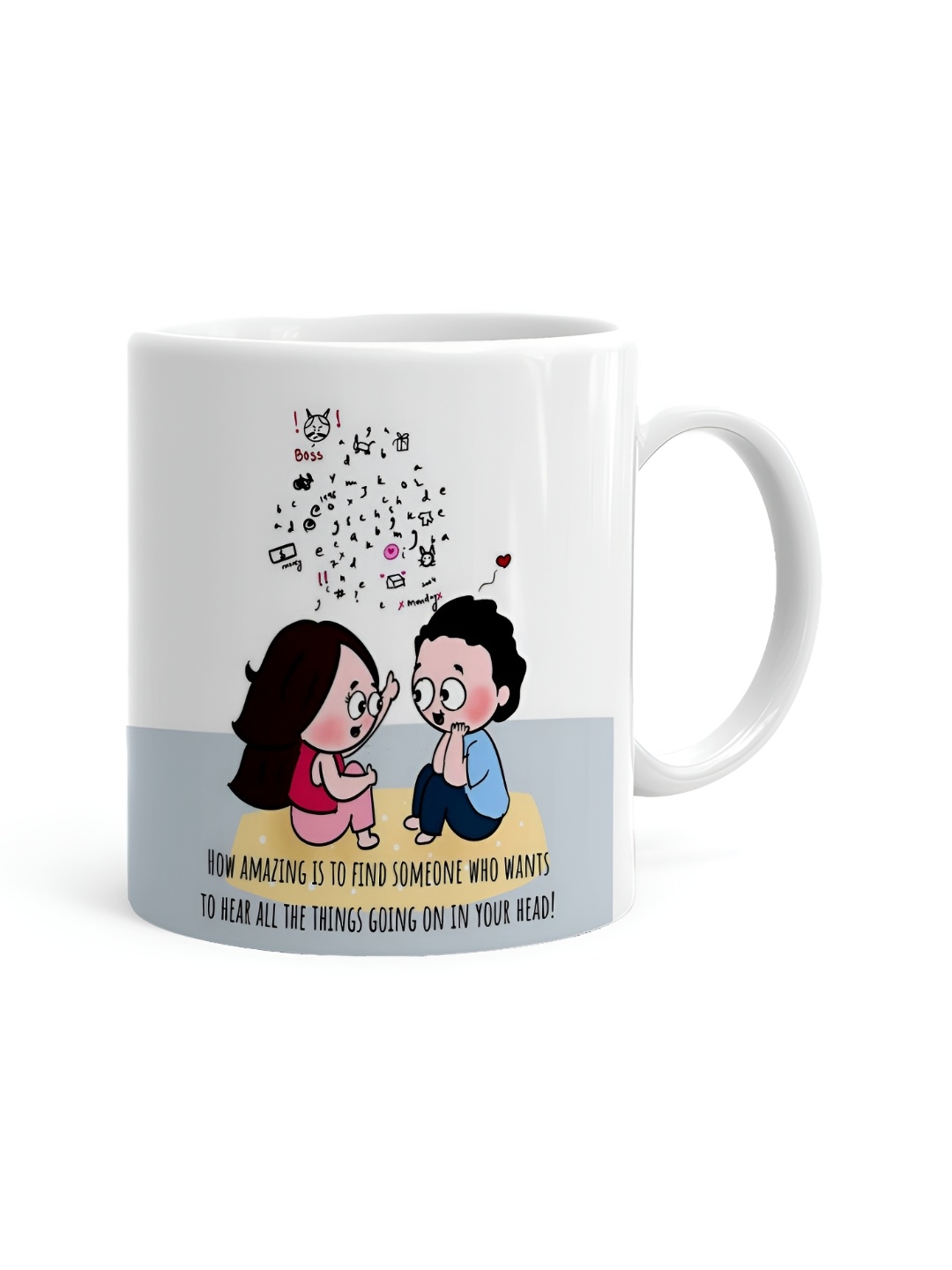 

Khakee White & Blue Printed Ceramic Glossy Mug 325 ml