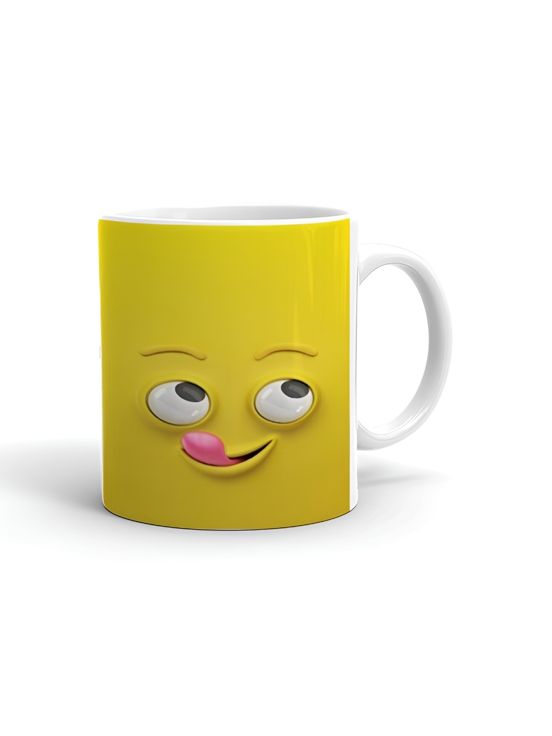 

Khakee White & Yellow Printed Microwave Safe Ceramic Glossy Mug 325 ml