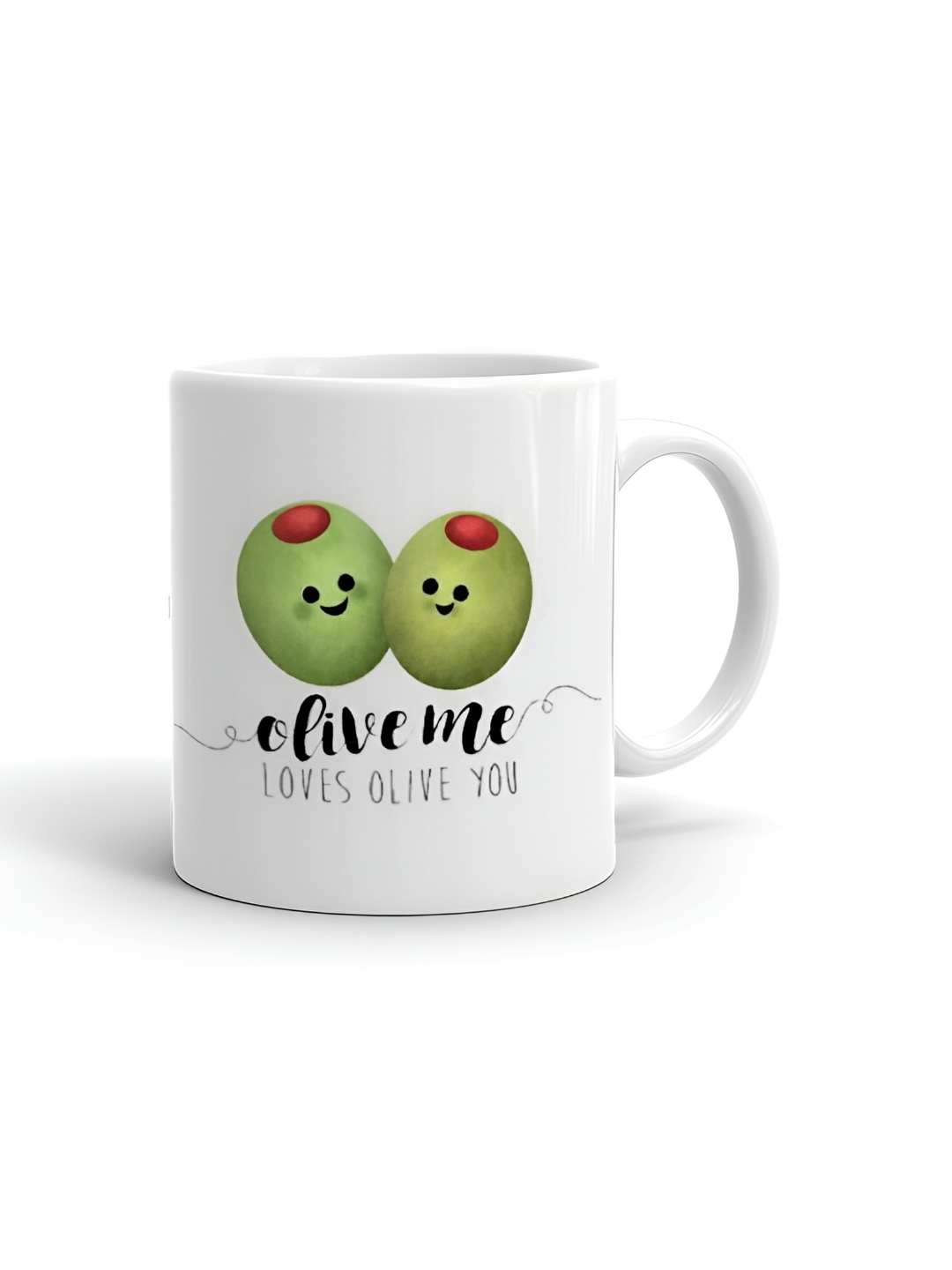 

Khakee White & Green Printed Glossy Microwave Safe Mugs 325ml