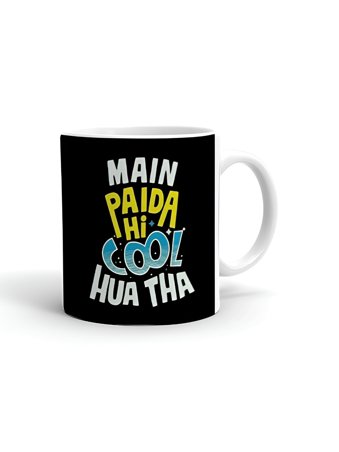 

Khakee White & Yellow Typography Printed Ceramic Glossy Mug 325 ml