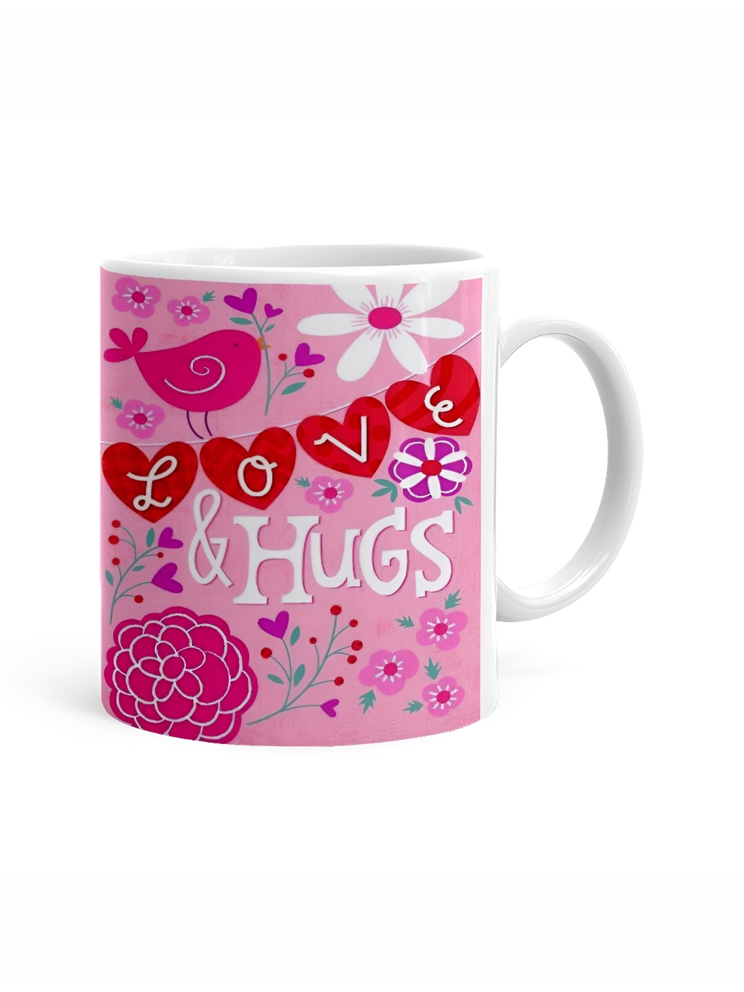 

Khakee White & Pink Text or Slogans Printed Ceramic Glossy Mugs 325 ml